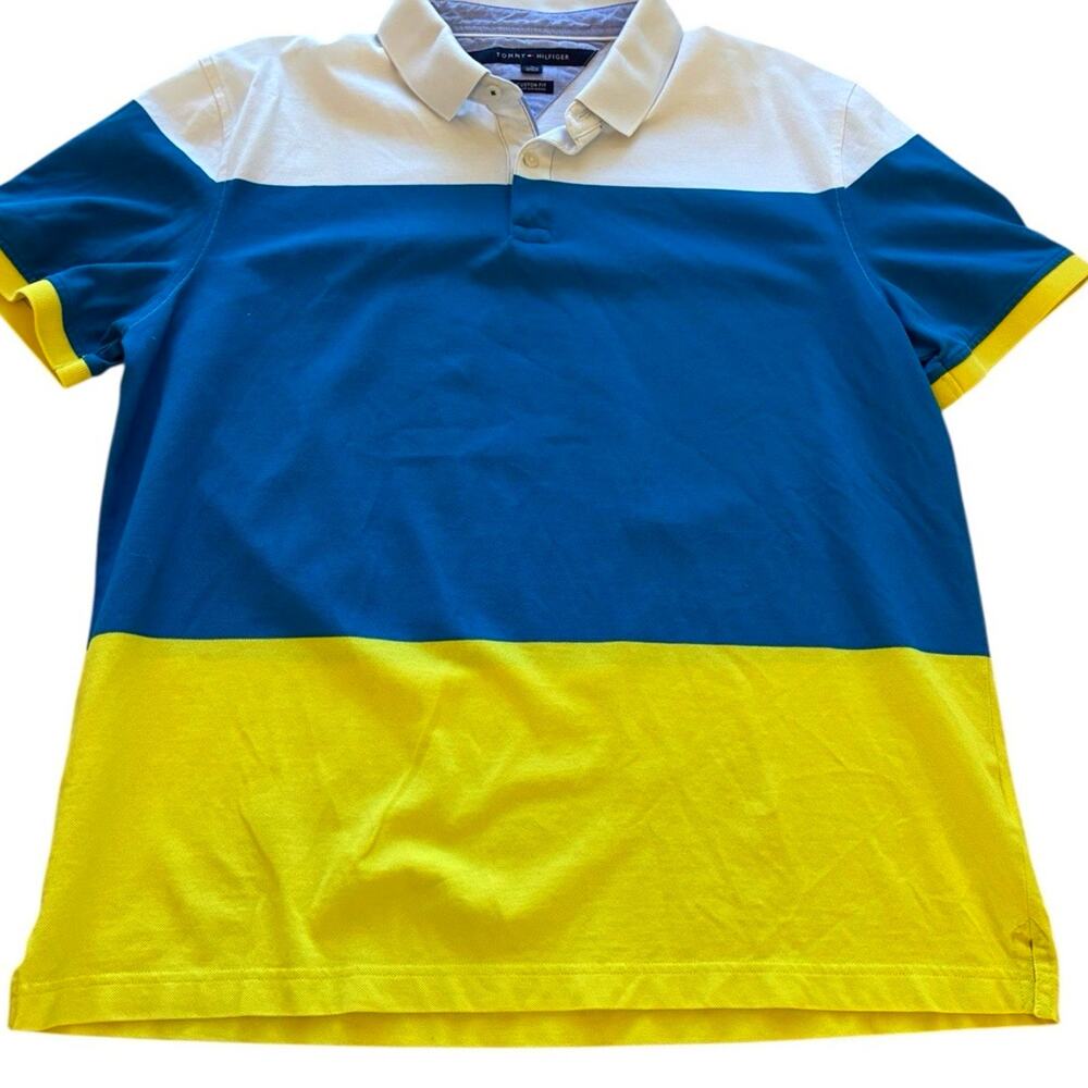 Tommy Hilfiger Men XL Colorblocked Striped Polo Rugby Preppy Retro 2016 Crispin